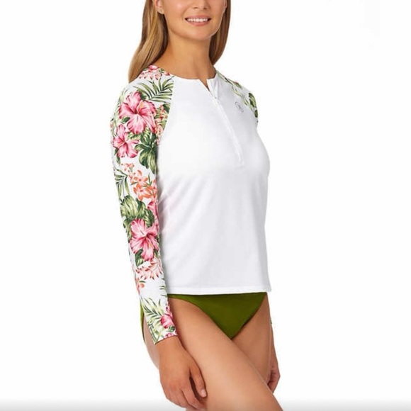 NWT Hurley Ladies 1/4 Zip Long Sleeve Rash Guard, M - Picture 2 of 3